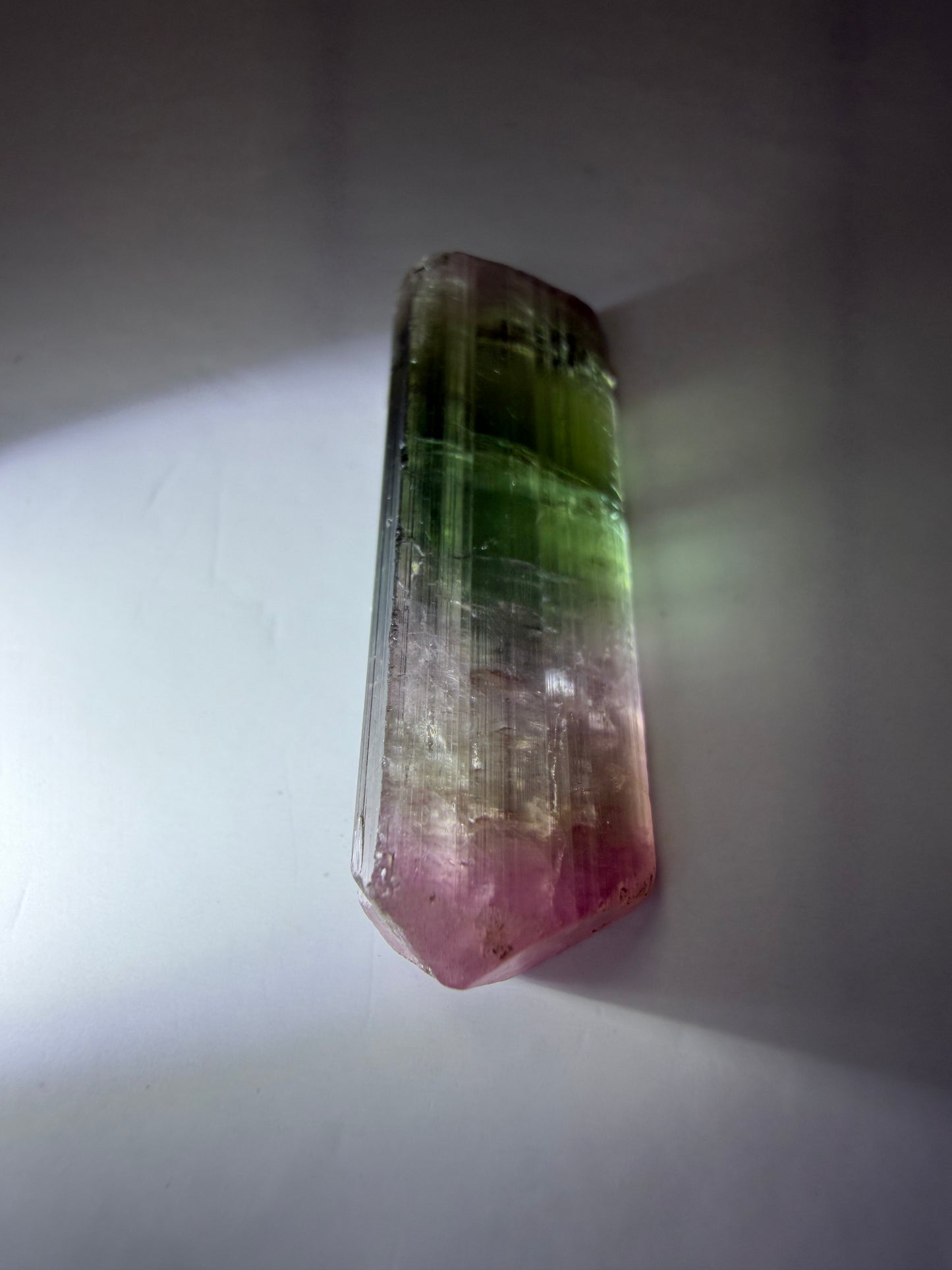 Tricolor Tourmaline Crystal | Green, Achroite & Pink with Achroite Zone | Paprok Mine, Nuristan, Afghanistan