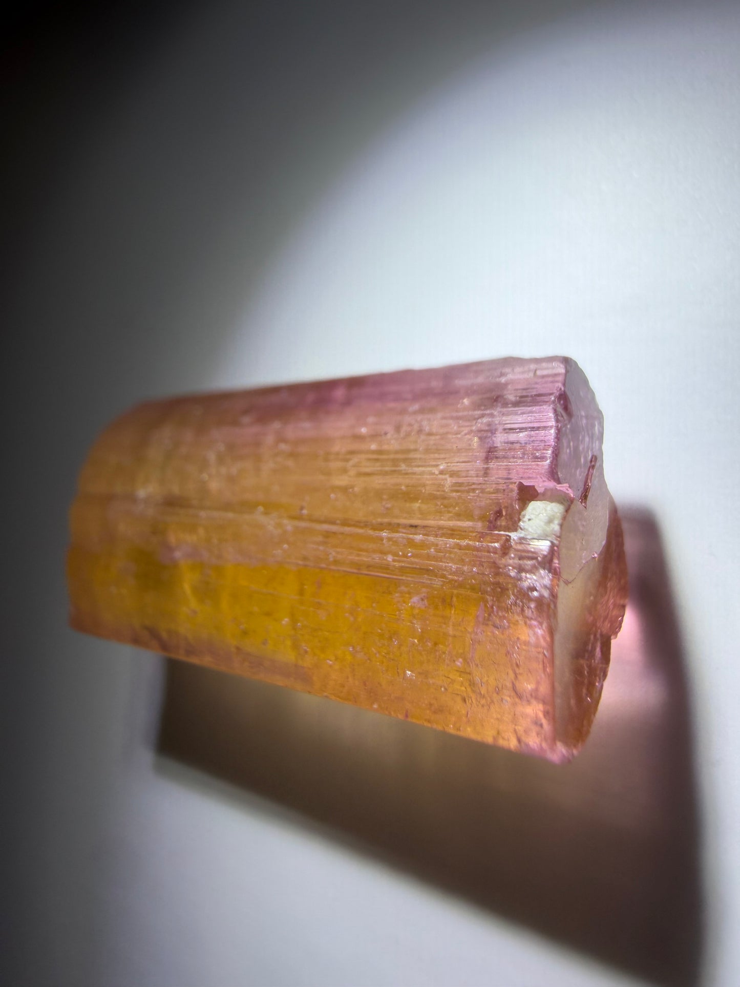Bi-Color Tourmaline Crystal | Yellow Core & Deep Pink Exterior | Paprok Mine, Nuristan, Afghanistan
