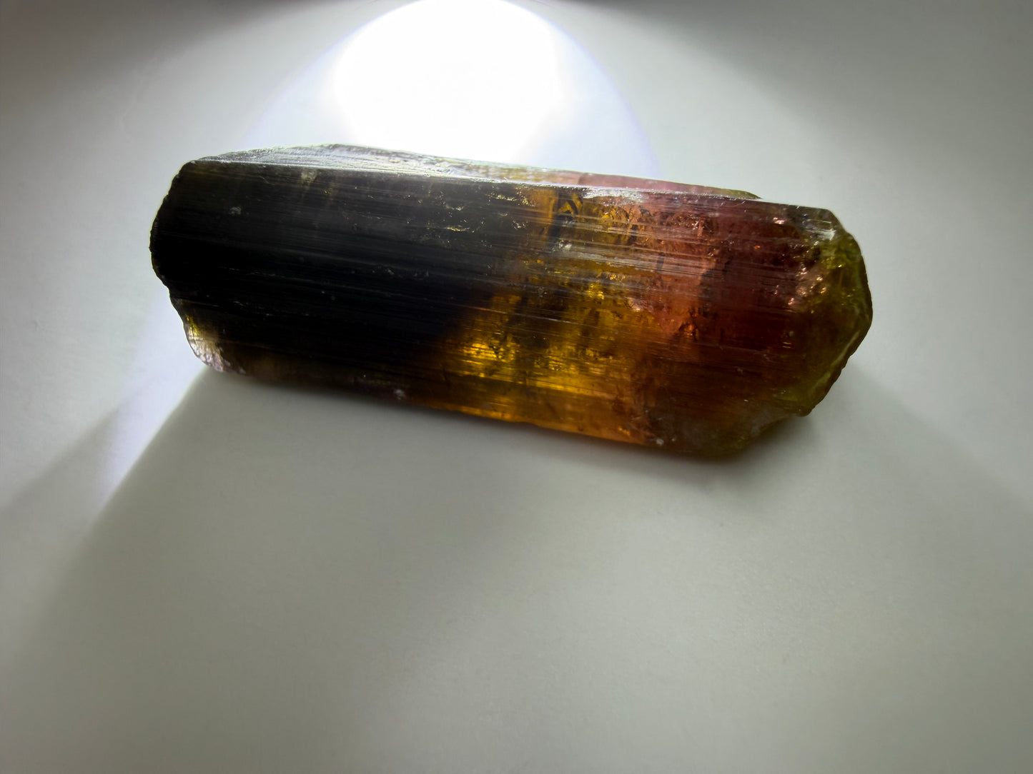 Liddicoatite Tourmaline Crystal | Brown to Orange, Yellow, Pink & Red | Malysha Mine, Tajikistan