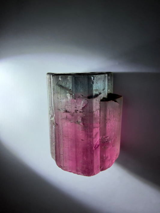 Tricolor Tourmaline Crystal | Red, White & Blue with Smoky Opaque Termination | Paprok Mine, Nuristan, Afghanistan