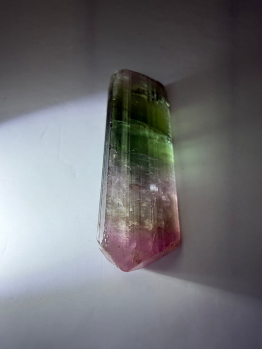 Tricolor Tourmaline Crystal | Green, Achroite & Pink with Achroite Zone | Paprok Mine, Nuristan, Afghanistan