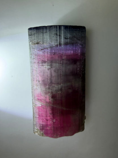 Multicolor Tourmaline Crystal | Rubellite, Purple, Achroite & Blue Cap with Cat's Eye | Paprok Mine, Nuristan, Afghanistan